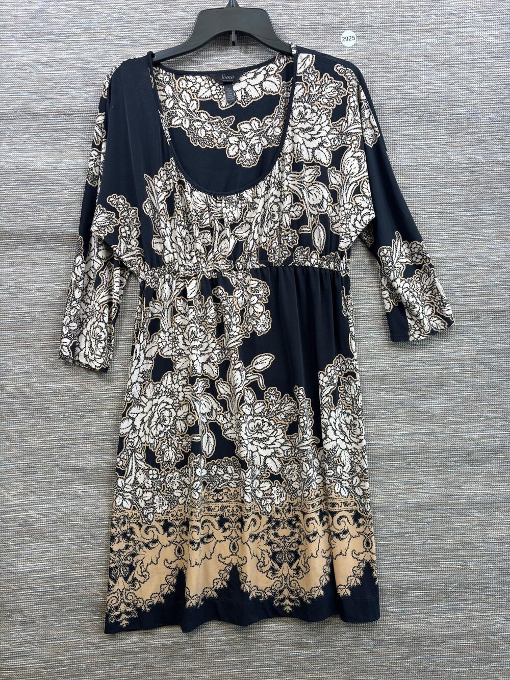 Soma Chemise Dress Womens Size M Blue Floral Scoop Neck 3/4 Sleeve Jersey